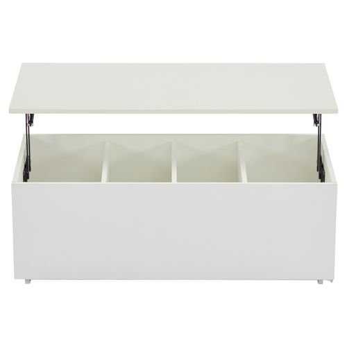 Table Basse Relevable Blanche, Éclairage LED, Avec Rangements Et 2 Ports USB