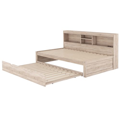 Lit Enfant 90x200 Avec Lit Gigogne, LED D’ambiance, Prises USB Et Rangements