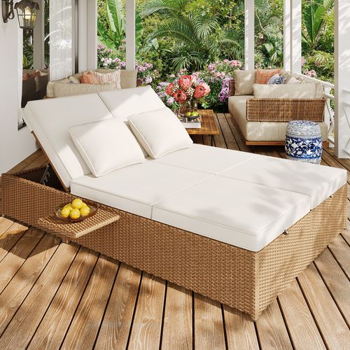 Bain De Soleil, Canapé Convertible De Jardin 2 à 3 Places 120x199 Cm En Métal, Dossier Réglable