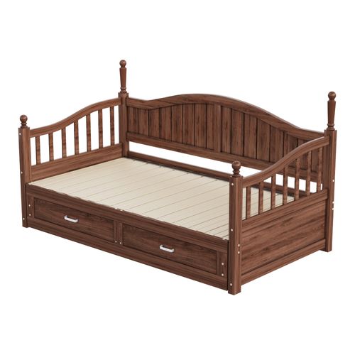 Lit Enfant Gigogne 90/180x190 Cm Extensible En Pin Gris Avec 2 Tiroirs Et Sommier à Lattes