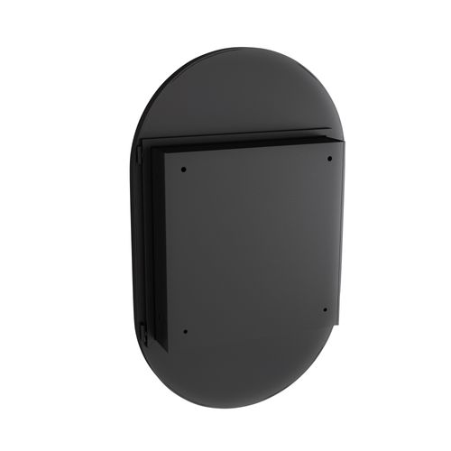 Miroir Avec Armoire De Rangemenr Salle De Bain, Cadre Métal Noir, Étagères Réglables