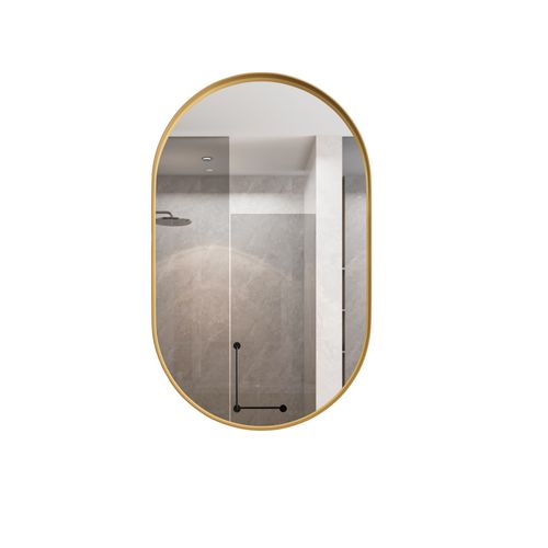 Miroir Avec Armoire De Rangemenr Salle De Bain, Cadre Métal Doré, Étagères Réglables