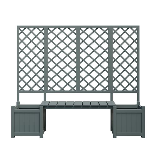 Bac à Plantes, Jardinière Avec Treillis Et Assise En Bois Gris 169x145x42 Cm