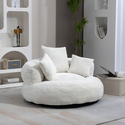 Fauteuil Pouf Poire Lounge 108×108×52 Cm Beige - Siège Relax Ergonomique
