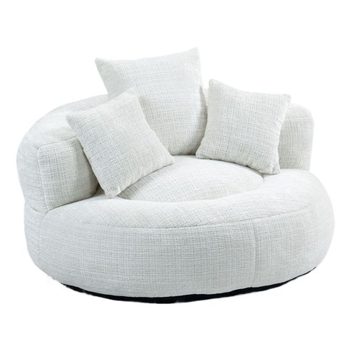 Fauteuil Pouf Poire Lounge 108×108×52 Cm Beige - Siège Relax Ergonomique