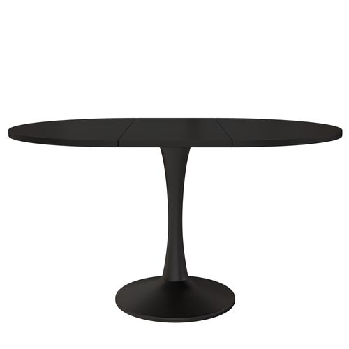 Table à Manger Extensible Ovale 100/140x100 Cm Mdf Noir