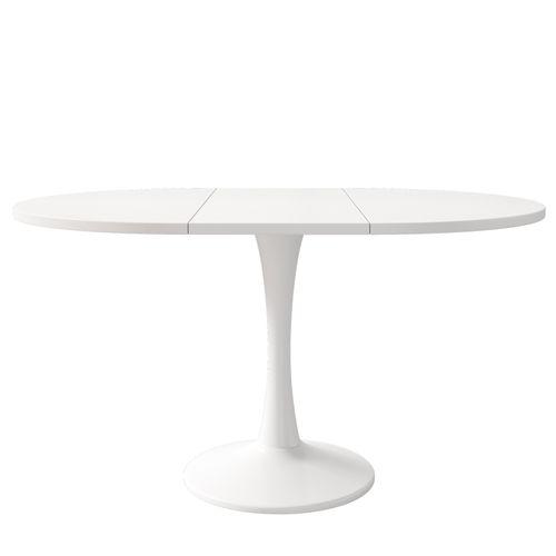 Table à Manger Ovale Extensible 100/140×100×75 Cm Blanche, 4 à 6 Personnes