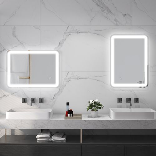 Miroir Salle De Bain LED 50 X 70 Cm Argenté Ip44 Anti-buée Tactile