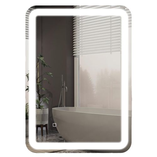Miroir Salle De Bain LED 50 X 70 Cm Argenté Ip44 Anti-buée Tactile