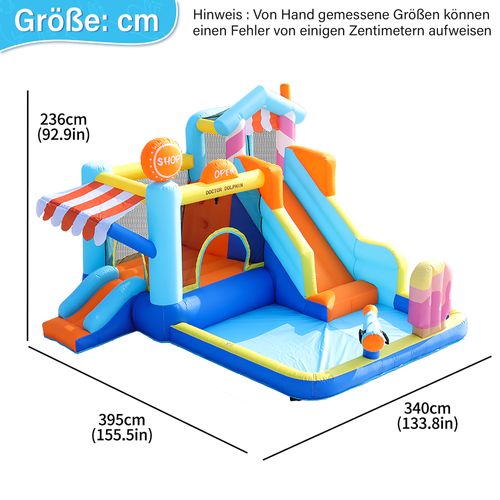 Château Gonflable Enfant Parc Aquatique Avec Souffleur 450 W, Bleu