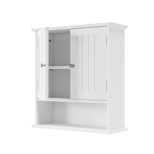 Armoire De Salle De Bain Murale Blanche Mdf 54,6x19,8x59,9 Cm Avec 2 Portes