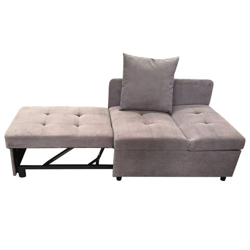 Fauteuil Convertible 177x68x65 Cm En Lin Gris, Dossier 5 Positions