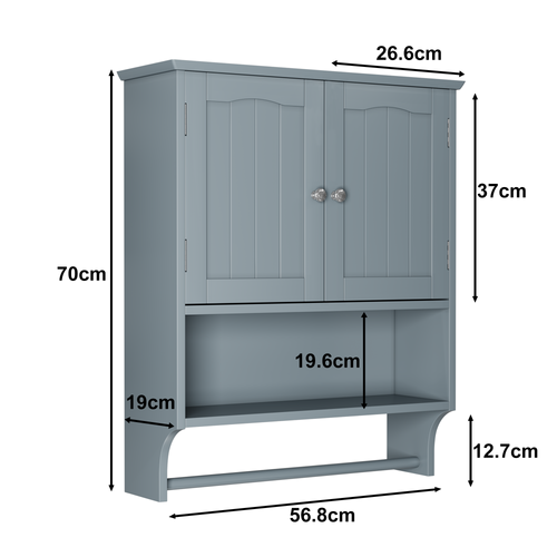 Armoire Murale Salle De Bain 56,8x19x70 Cm Mdf Gris Clair Avec 2 Portes