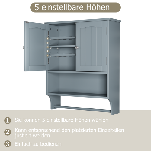Armoire Murale Salle De Bain 56,8x19x70 Cm Mdf Gris Clair Avec 2 Portes