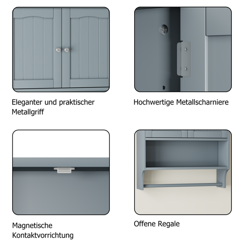 Armoire Murale Salle De Bain 56,8x19x70 Cm Mdf Gris Clair Avec 2 Portes