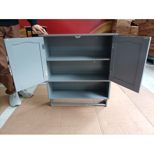 Armoire Murale Salle De Bain 56,8x19x70 Cm Mdf Gris Clair Avec 2 Portes