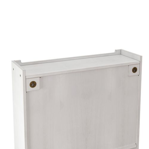 Armoire Murale 63x60x18 Cm, 2 Portes, 3 Étagères, Blanc Patiné Vintage