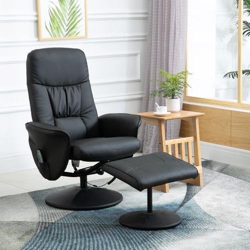 Fauteuil Massant Relax 76 X 81 X 105 Cm Avec Repose-pieds, Massage 10 Points, Simili Noir