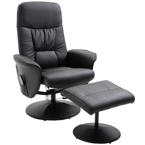 Fauteuil Massant Relax 76 X 81 X 105 Cm Avec Repose-pieds, Massage 10 Points, Simili Noir