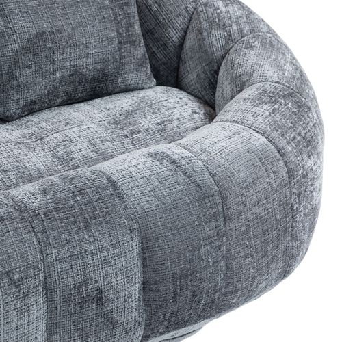 Canapé 2 Places Pouf En Chenille Gris, Mousse à Mémoire, Chambre Et Salon, Intérieur Et Extérieur