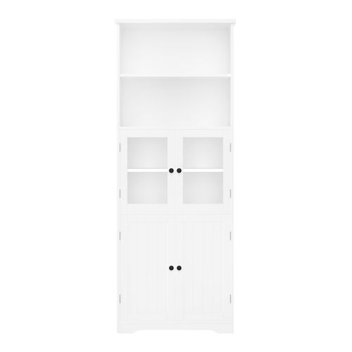 Colonne De Salle De Bain En Mdf Blanc Avec 4 Portes Et Niches Ouvertes