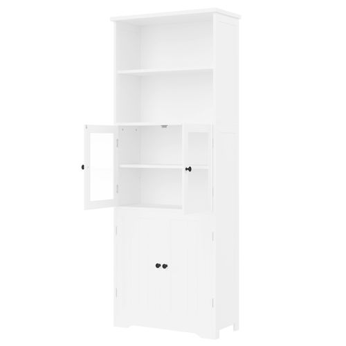 Colonne De Salle De Bain En Mdf Blanc Avec 4 Portes Et Niches Ouvertes