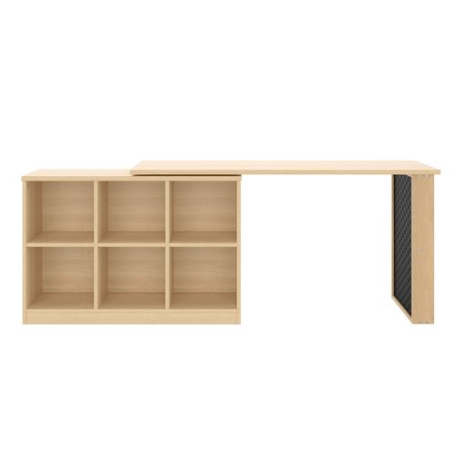Bureau Modulable Avec Rangements — 6 Compartiments, Plateau 18 Mm, Panneau Métal, Bois Naturel