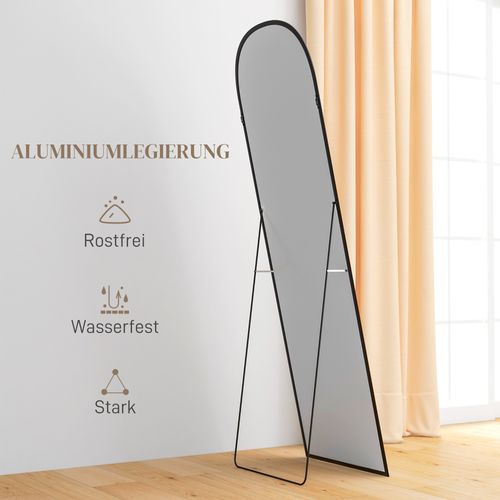 Miroir Sur Pied 161,5 Cm Cadre Métal Noir, Poser Et Mural