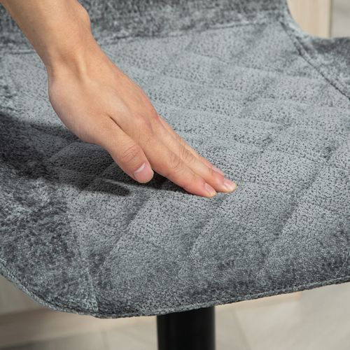 Lot De 2 Tabourets De Bar Pivotants Hauteur Réglable, Repose-pieds, Tissu Chenille Gris Foncé