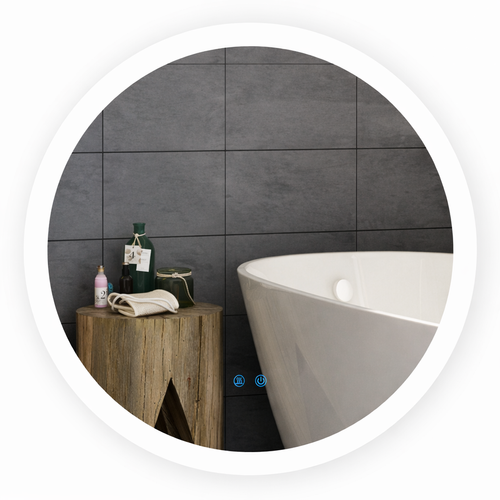 Miroir Mural LED 70 Cm, 3 Températures, Anti-buée, Ip44, Cadre Métal Blanc