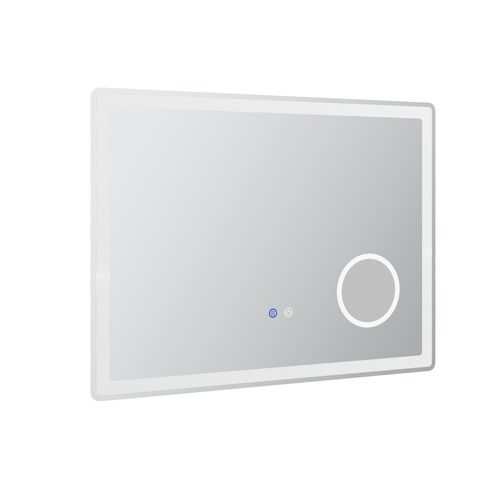 Miroir LED 80x60 Cm 3x Grossissement, Commande Tactile, 3 Couleurs, Anti-buée, Métal Blanc