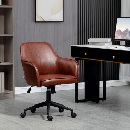 Fauteuil De Bureau Pivotant Beliani NEWDALE - Cuir PU Marron Clair - Réglable - Rétro