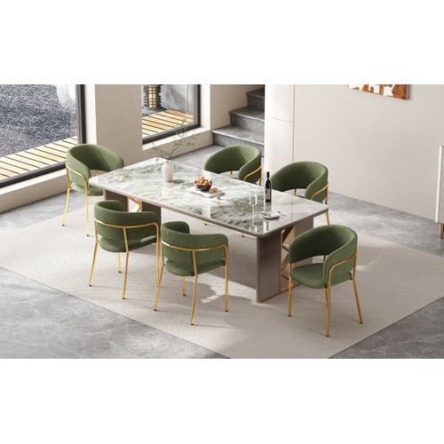 Lot De 2 Chaises De Salle à Manger Tissu Velours Côtelé Vert, Pieds Métal Réglables