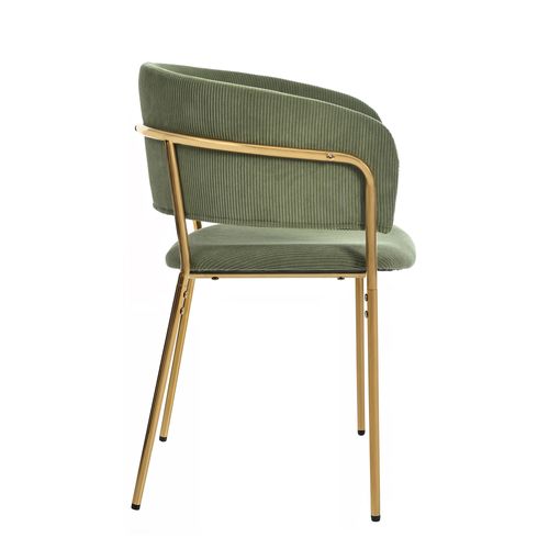 Lot De 2 Chaises De Salle à Manger Tissu Velours Côtelé Vert, Pieds Métal Réglables
