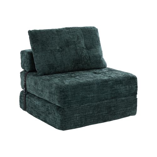 Fauteuil Convertible Pliable En Chenille Vert Émeraude, Salon Et Chambre
