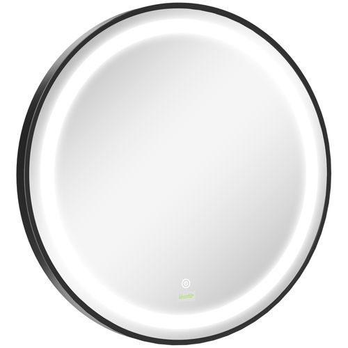 Miroir LED 60 Cm Métal Noir, 3 Températures, Tactile, Mémoire, Ip44