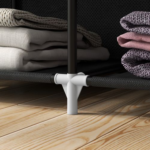 Armoire En Tissu 125 X 43 X 162,5 Cm Avec 2 Tringles Et 8 Étagères, Noir, Chambre