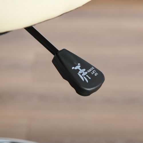 Chaise Dactylo Bureau Réglable Pivotant En Métal, Pu Beige Avec Dossier Et Roulettes