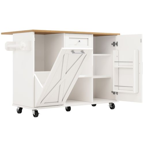 Desserte, Îlot De Cuisine Extensible Blanche Avec Portes Et Rangements, Métal, à Roulettes