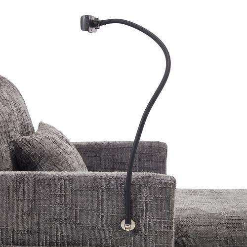 Fauteuil De Salon Gris Avec Coffre De Rangement Et Support Pour Téléphone, Tissu Chenille