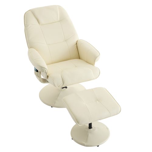 Fauteuil Massant 5 Points Avec Chauffage, Rotation 360° Et Repose-pieds, Pu Beige