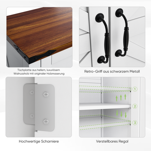 Armoire De Toilette, Meuble De Rangement Style Campagne Avec Tiroir Et 2 Portes, Mdf Blanc