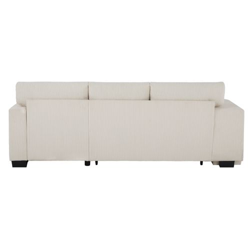 Canapé D’angle Convertible 3 Places Avec Bureau, Rangements Et Tabourets, Ports USB, Tissu Beige