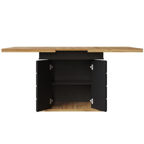 Table à Manger Extensible 110-140×80 Cm Pour 4-6 Personnes Avec Rangement, Noir/naturel