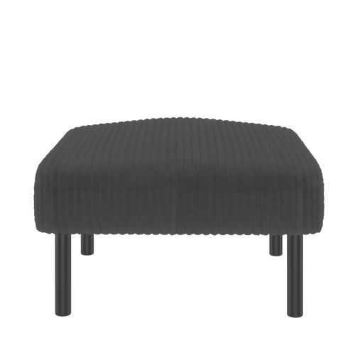 Pouf En Velours Côtelé Gris Avec Pieds En Métal — Repose-pieds Salon 56×51×39 Cm