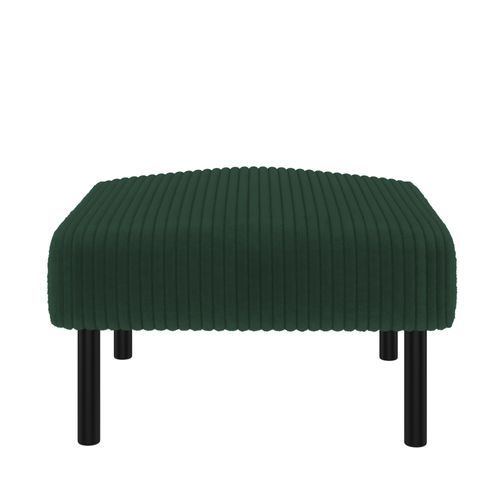 Pouf En Velours Côtelé Noir Avec Pieds En Métal — Repose-pieds Salon 56×51×39 Cm