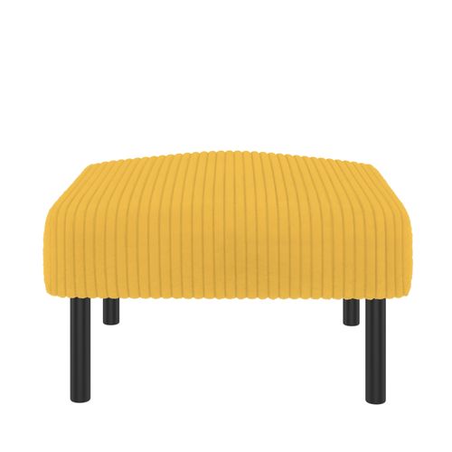 Pouf En Velours Côtelé Jaune Avec Pieds En Métal — Repose-pieds Salon 56×51×39 Cm
