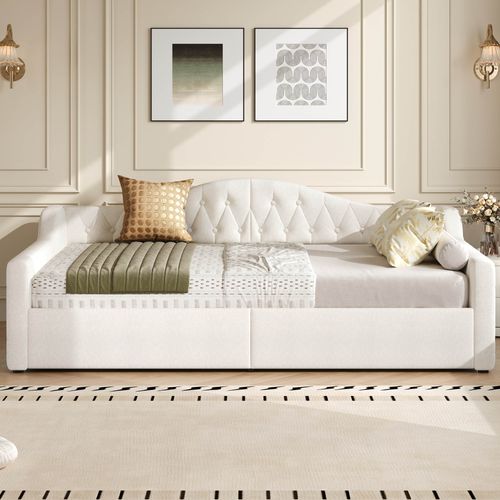 Lit Coffre 140x200 Cm 2 Places Avec Rangements Hydraulique, LED Et Sommier à Lattes, Lin Beige