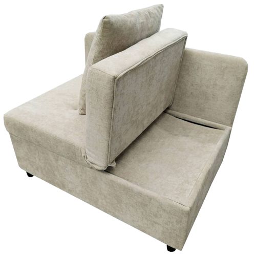 Fauteuil Convertible 177x68x65 Cm En Lin Beige, Dossier 5 Positions