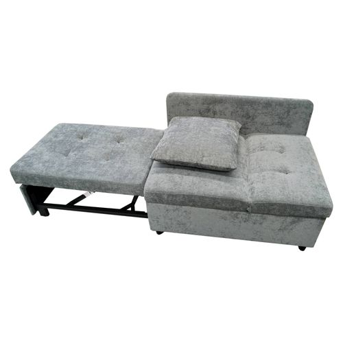 Fauteuil Convertible Méridienne 177x68x65 Cm En Lin Gris, Dossier 5 Positions